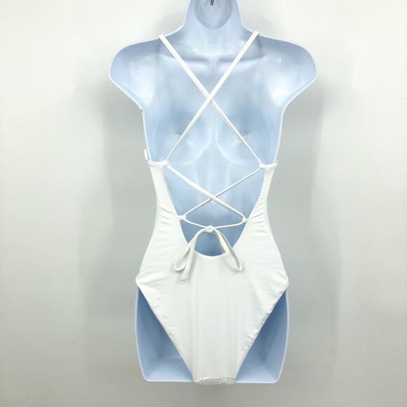 ANDIE SWIM Fiji One-Piece Swimsuit XS Tall US 0-2 White Lace-Up Back NWT - Picture 7 of 14